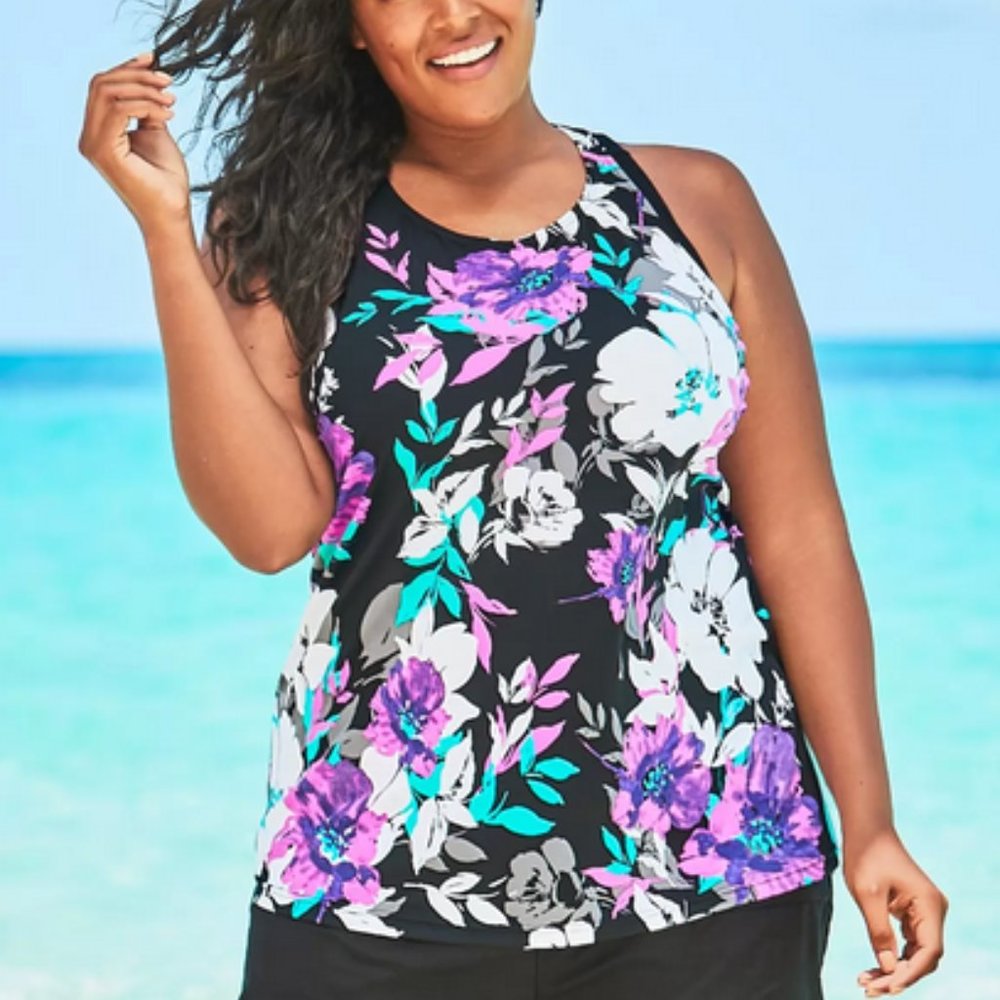 Nwt Racer Back Tankini Top Swimsuits For All longer length Plus Size 30 4X 5X